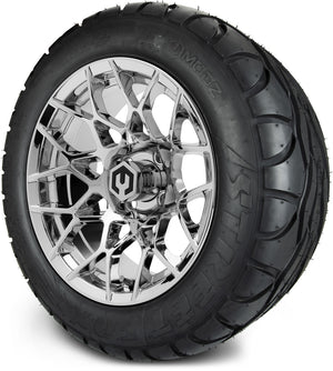 MODZ® 14" Blitz Chrome Wheels & Street Tires Combo (MODZ Street Fox Radial 23x10-14)