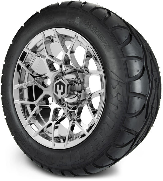 MODZ® 14" Blitz Chrome Wheels & Street Tires Combo (MODZ Street Fox Radial 23x10-14)