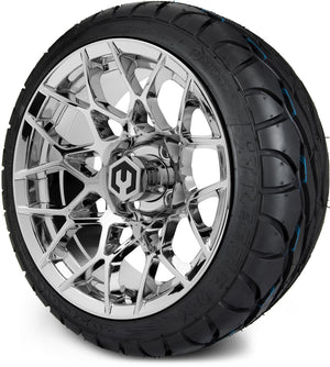 MODZ® 14" Blitz Chrome Wheels & Street Tires Combo (MODZ Street Fox Radial 205/40-14)