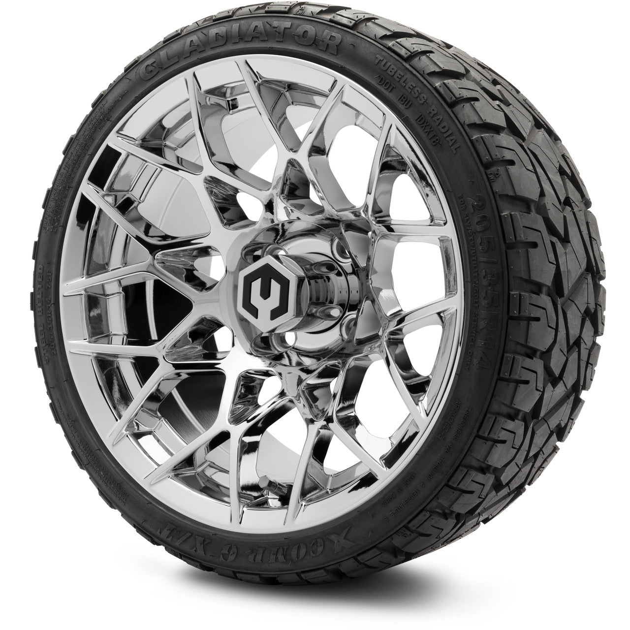 MODZ® 14" Blitz Chrome Wheels & Off-Road Tires Combo (Arisun X-Armory All-Terrain 23x10-14 Radial)