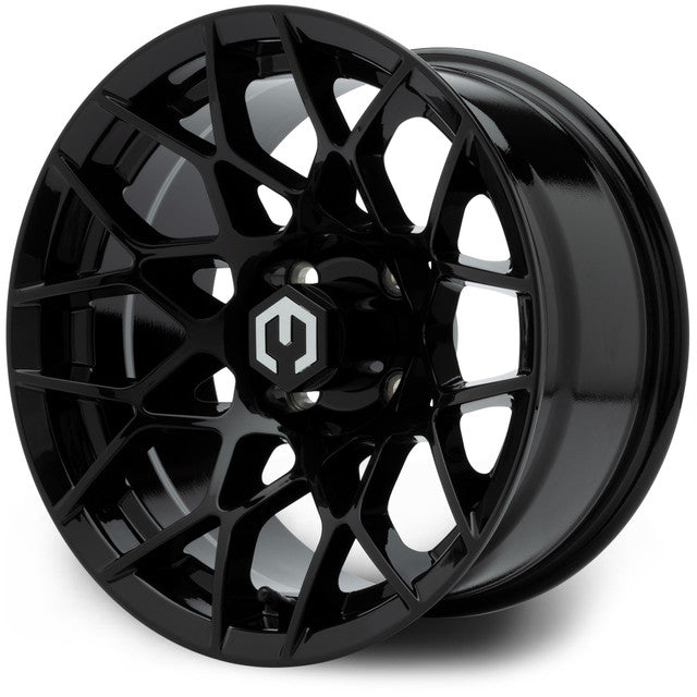 MODZ® 14" Blitz Glossy Black Wheels & Street Tires Combo (MODZ Street Fox Radial 23x10-14)