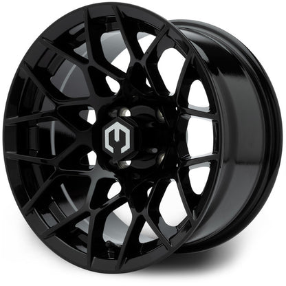 MODZ® 14" Blitz Glossy Black Wheels & Street Tires Combo (MODZ Guardian 205/30-14)
