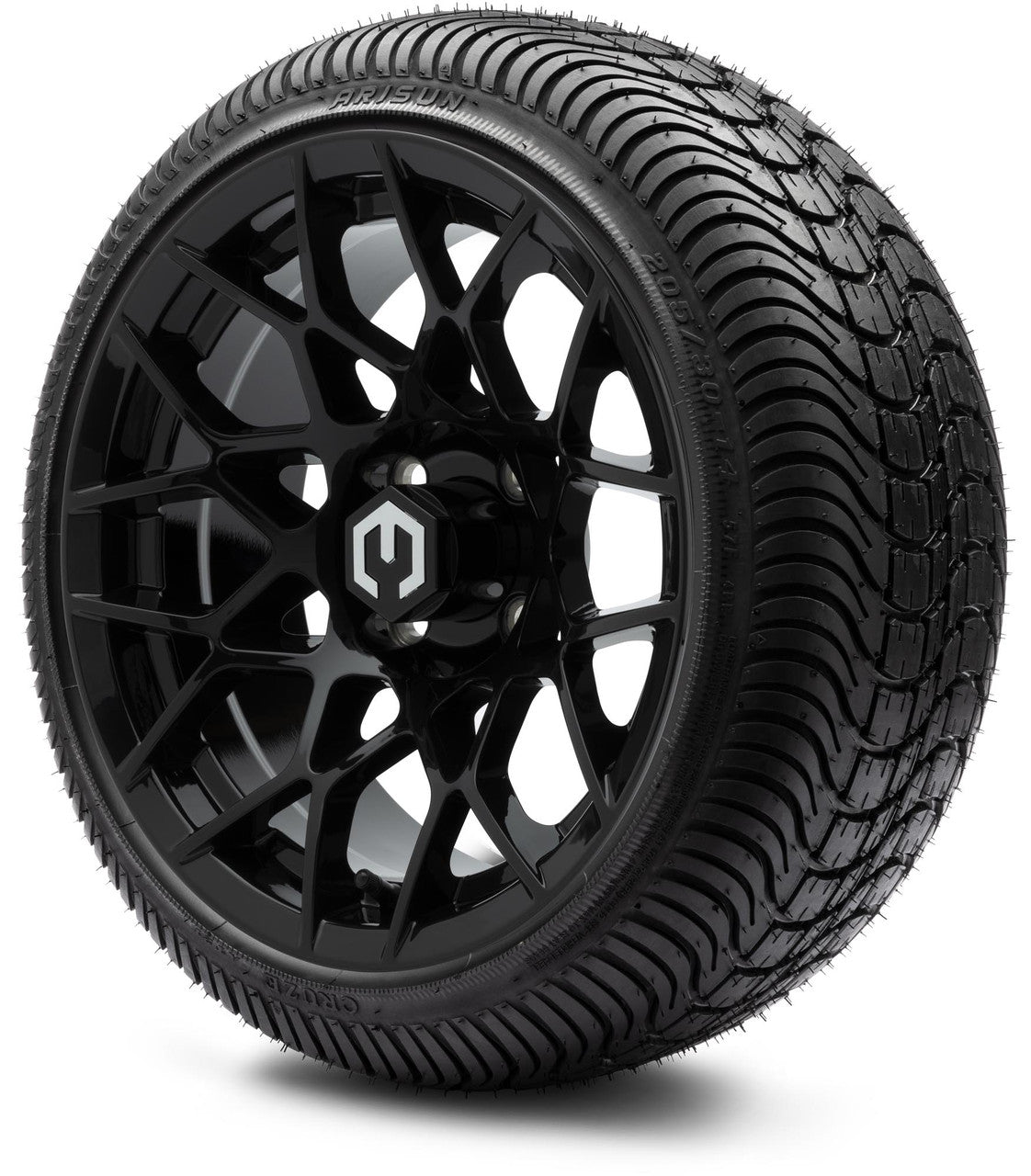 MODZ® 14" Blitz Glossy Black Wheels & Street Tires Combo (MODZ Street Fox Radial 23x10-14)