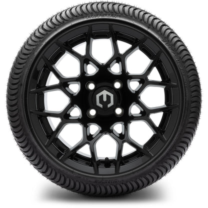 MODZ® 14" Blitz Glossy Black Wheels & Street Tires Combo (MODZ Street Fox Radial 23x10-14)