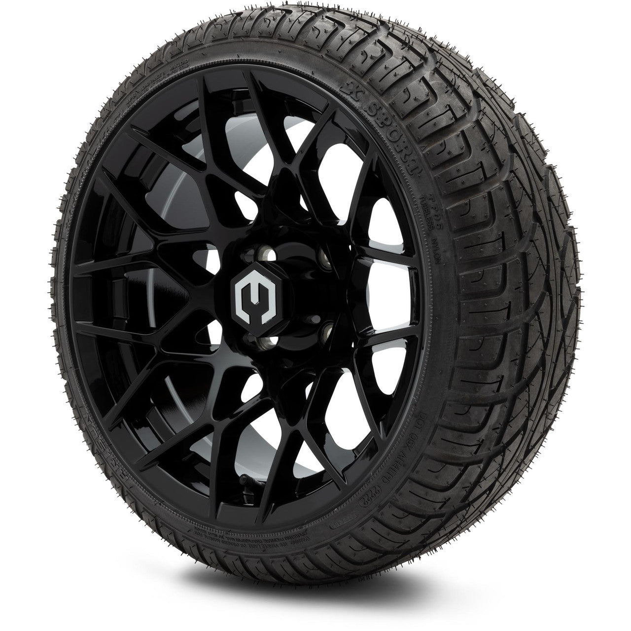 MODZ® 14" Blitz Glossy Black Wheels & Street Tires Combo (MODZ Street Fox Radial 23x10-14)