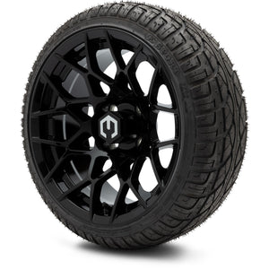 MODZ® 14" Blitz Glossy Black Wheels & Street Tires Combo (Arisun X-Sport 205/30-14)