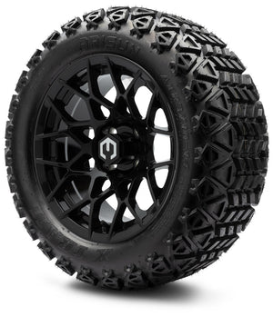 MODZ® 14" Blitz Glossy Black Wheels & Off-Road Tires Combo (Arisun X-Trail All-Terrain 23x10-14)