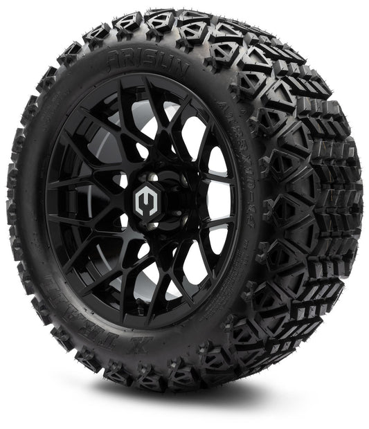 MODZ® 14" Blitz Glossy Black Wheels & Off-Road Tires Combo (Arisun X-Trail All-Terrain 23x10-14)