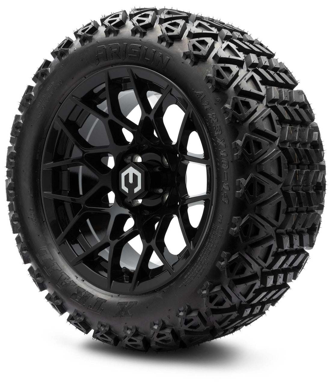 MODZ® 14" Blitz Glossy Black Wheels & Off-Road Tires Combo (Xcomp Gladiator 23-10-14 Radial)