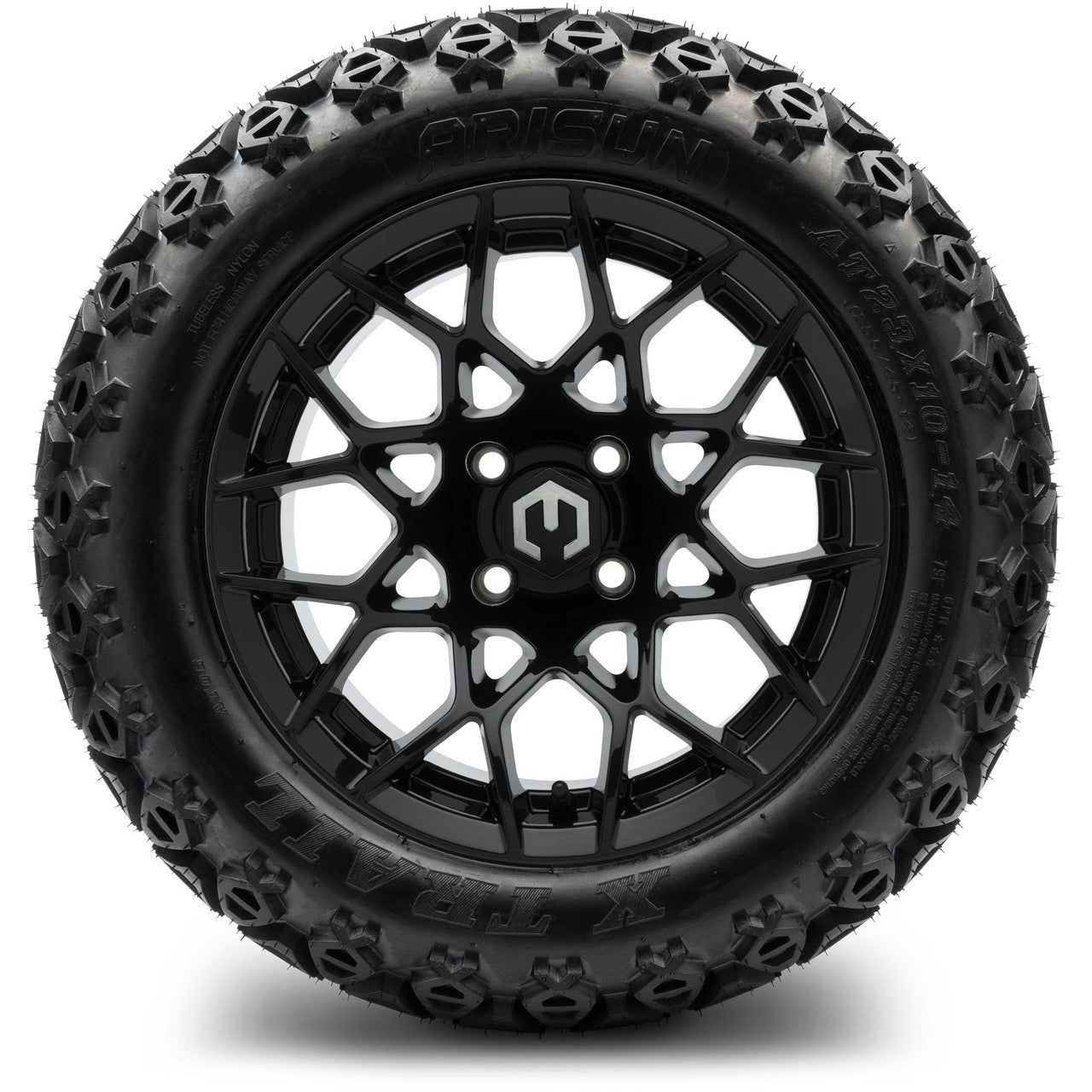MODZ® 14" Blitz Glossy Black Wheels & Off-Road Tires Combo (Xcomp Gladiator 23-10-14 Radial)