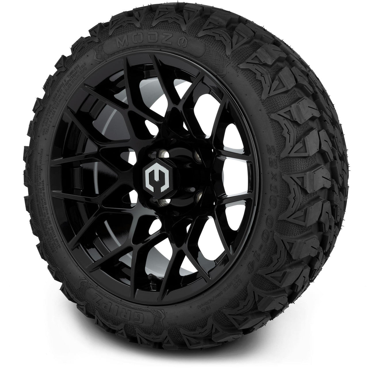 MODZ® 14" Blitz Glossy Black Wheels & Off-Road Tires Combo (Arisun X-Trail All-Terrain 23x10-14)