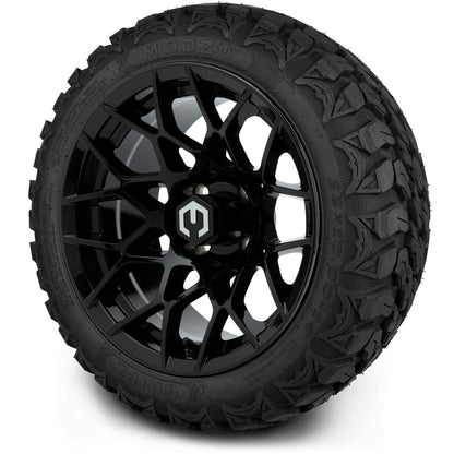 MODZ® 14" Blitz Glossy Black Wheels & Off-Road Tires Combo (Arisun X-Armory All-Terrain 23x10-14 Radial)