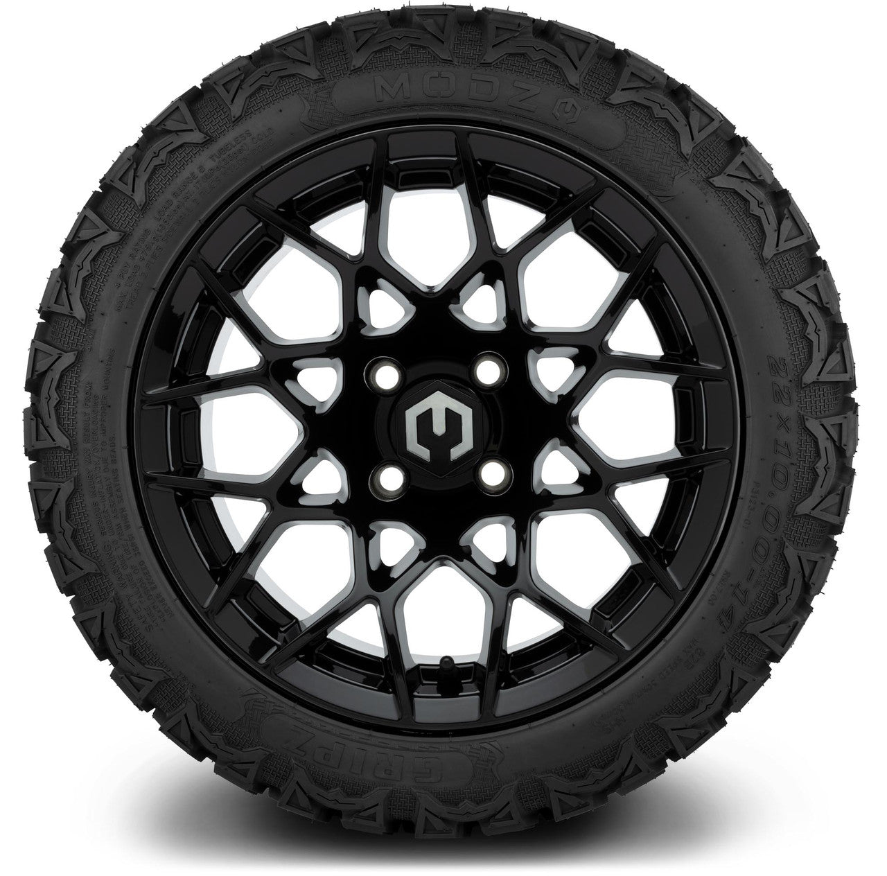 MODZ® 14" Blitz Glossy Black Wheels & Off-Road Tires Combo (Arisun X-Trail All-Terrain 23x10-14)