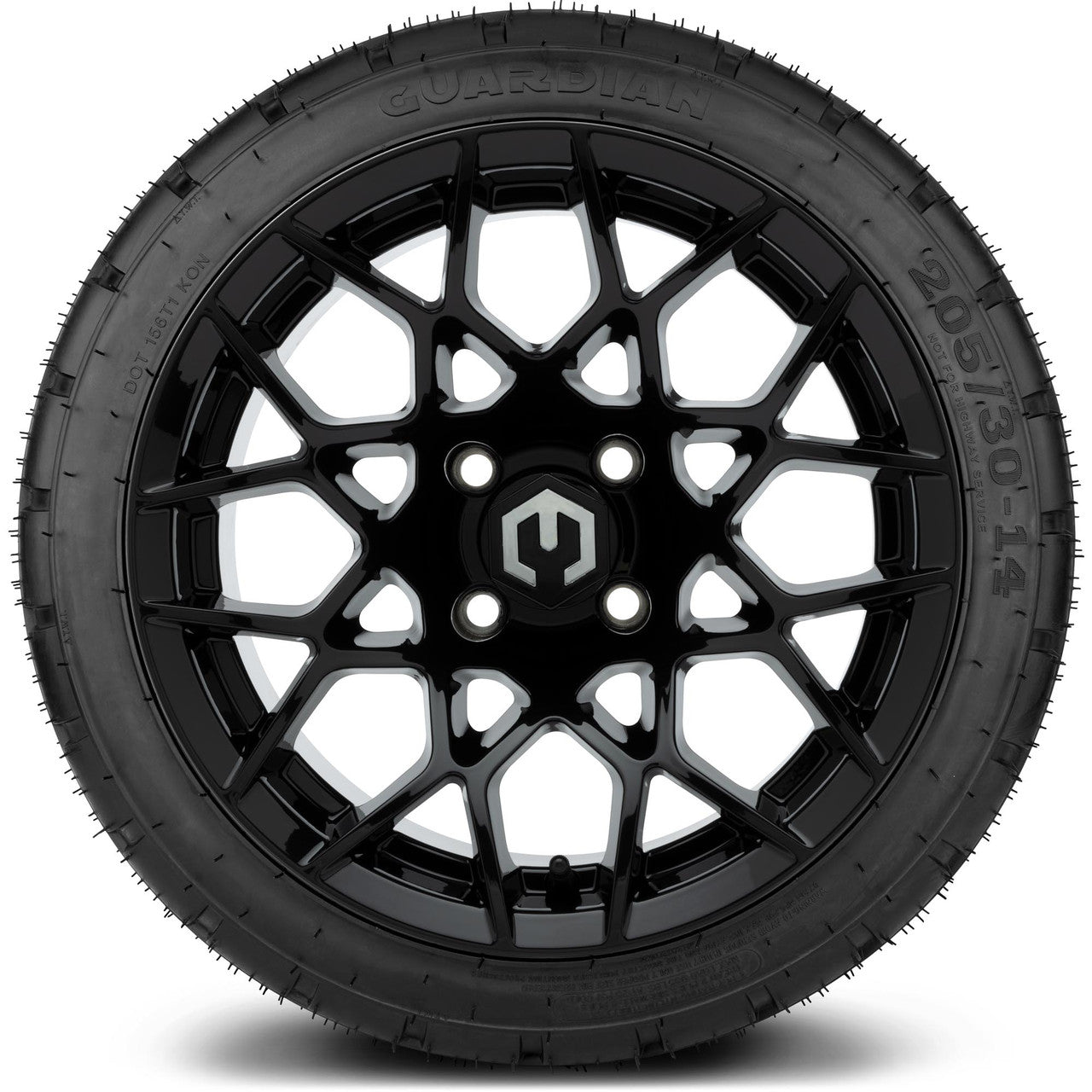MODZ® 14" Blitz Glossy Black Wheels & Street Tires Combo (MODZ Street Fox Radial 23x10-14)