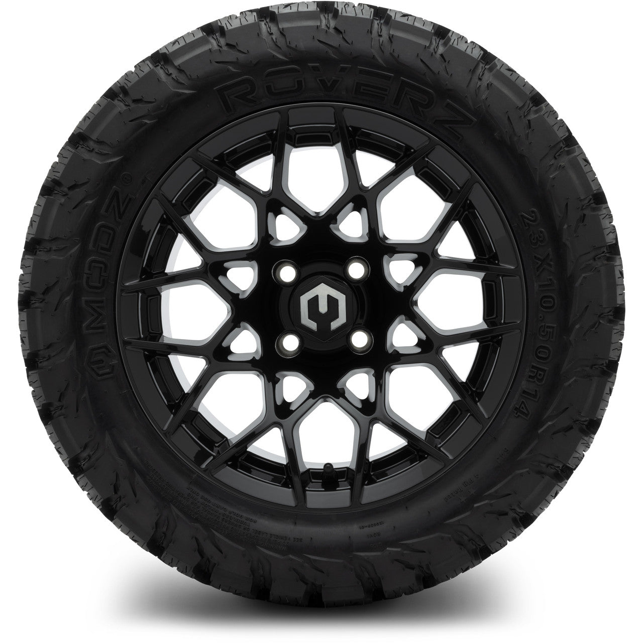 MODZ® 14" Blitz Glossy Black Wheels & Off-Road Tires Combo (Xcomp Gladiator 23-10-14 Radial)