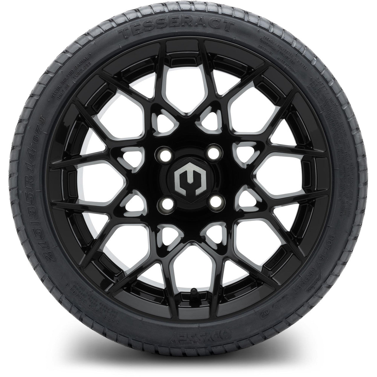 MODZ® 14" Blitz Glossy Black Wheels & Street Tires Combo (Arisun Cruze 205/30-14)