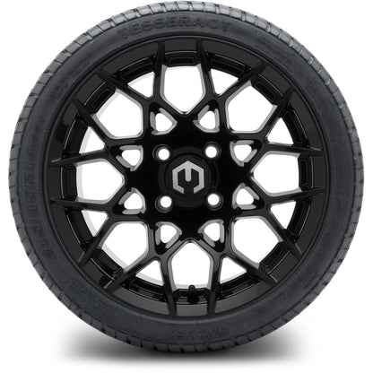 MODZ® 14" Blitz Glossy Black Wheels & Street Tires Combo (Arisun Cruze 205/30-14)