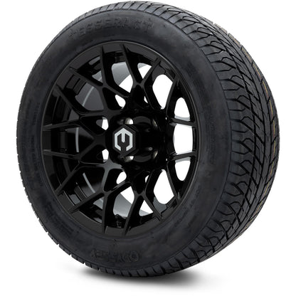 MODZ® 14" Blitz Glossy Black Wheels & Street Tires Combo (MODZ Street Fox Radial 23x10-14)
