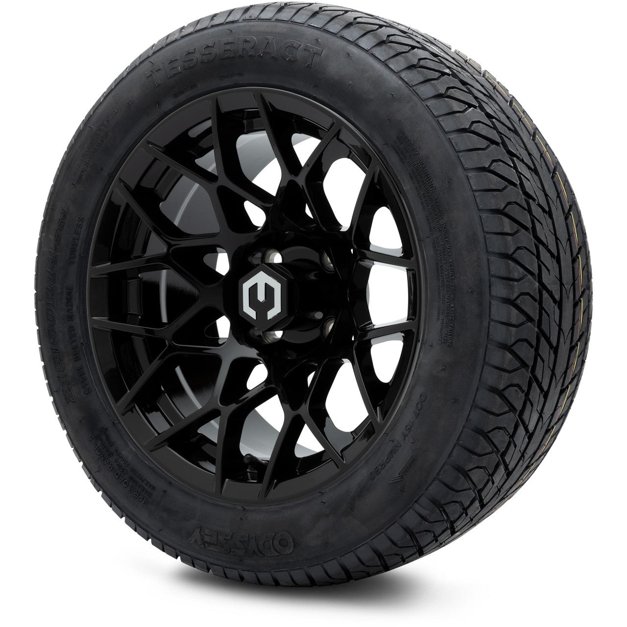 MODZ® 14" Blitz Glossy Black Wheels & Street Tires Combo (MODZ Street Fox Radial 205/40-14)