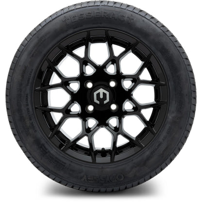 MODZ® 14" Blitz Glossy Black Wheels & Street Tires Combo (Odyssey Tesseract Steel Belted Radial 215/50-14)