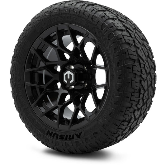 MODZ® 14" Blitz Glossy Black Wheels & Off-Road Tires Combo (Arisun X-Armory All-Terrain 23x10-14 Radial)