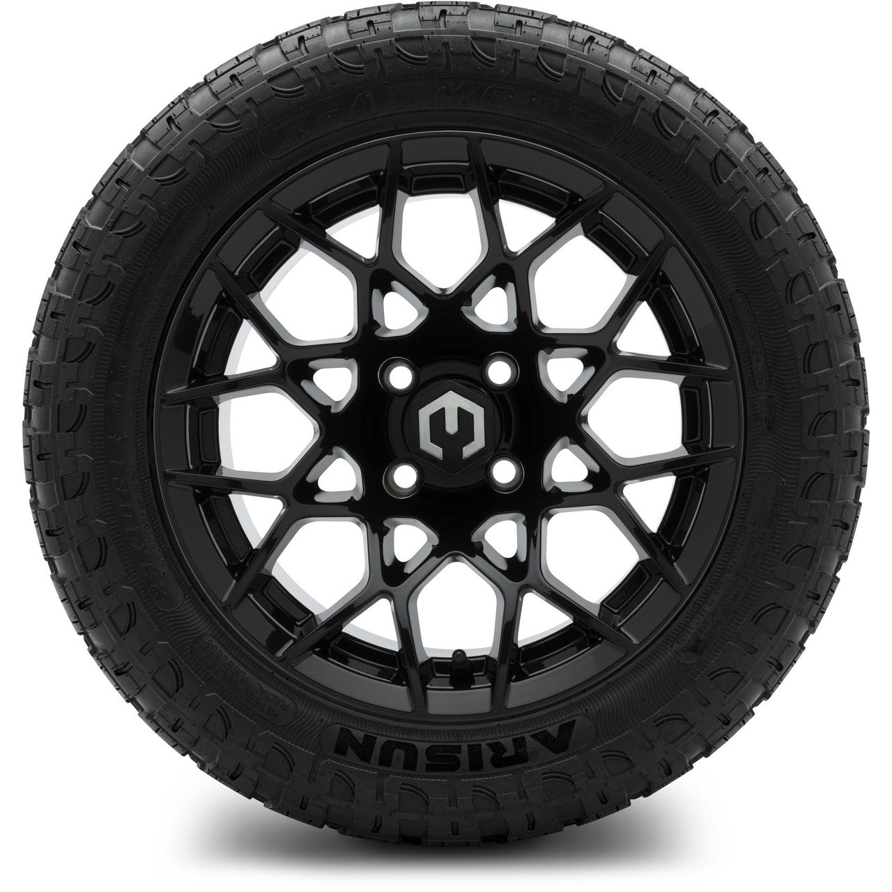 MODZ® 14" Blitz Glossy Black Wheels & Off-Road Tires Combo (Arisun X-Armory All-Terrain 23x10-14 Radial)