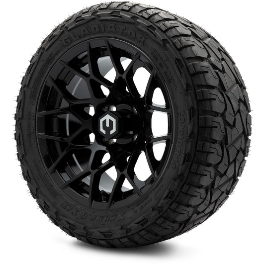 MODZ® 14" Blitz Glossy Black Wheels & Off-Road Tires Combo (Xcomp Gladiator 23-10-14 Radial)