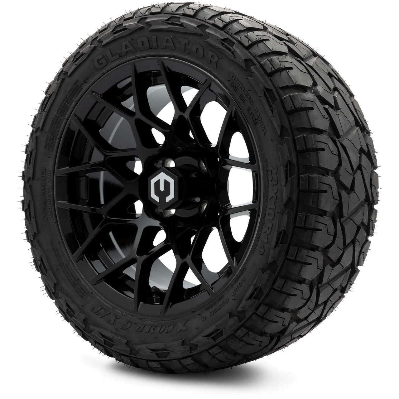 MODZ® 14" Blitz Glossy Black Wheels & Off-Road Tires Combo (Arisun X-Trail All-Terrain 23x10-14)