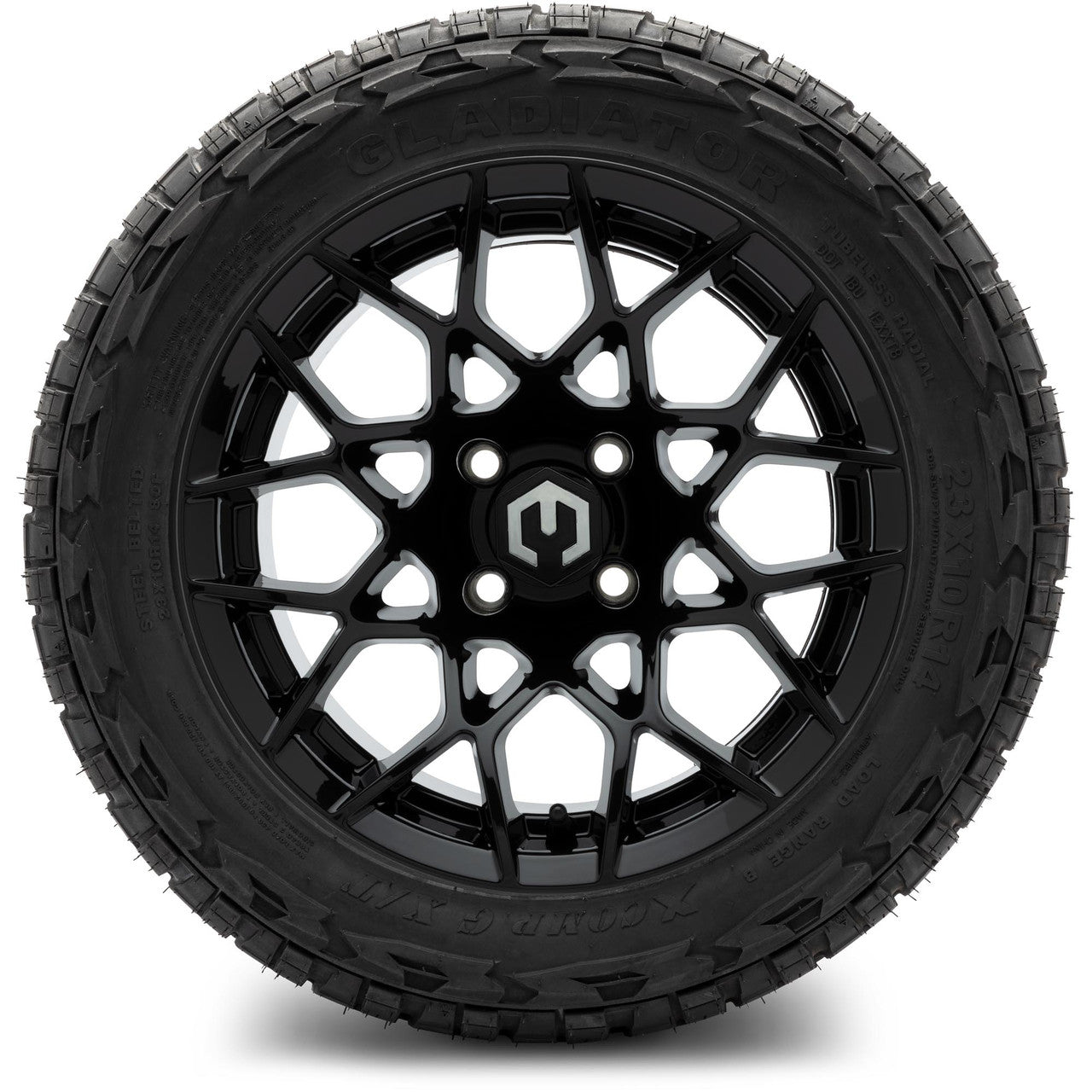 MODZ® 14" Blitz Glossy Black Wheels & Off-Road Tires Combo (Arisun X-Trail All-Terrain 23x10-14)