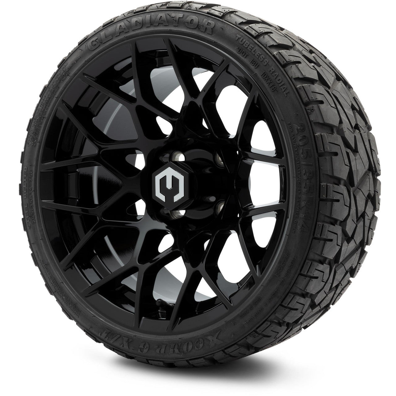 MODZ® 14" Blitz Glossy Black Wheels & Off-Road Tires Combo (Arisun X-Armory All-Terrain 23x10-14 Radial)