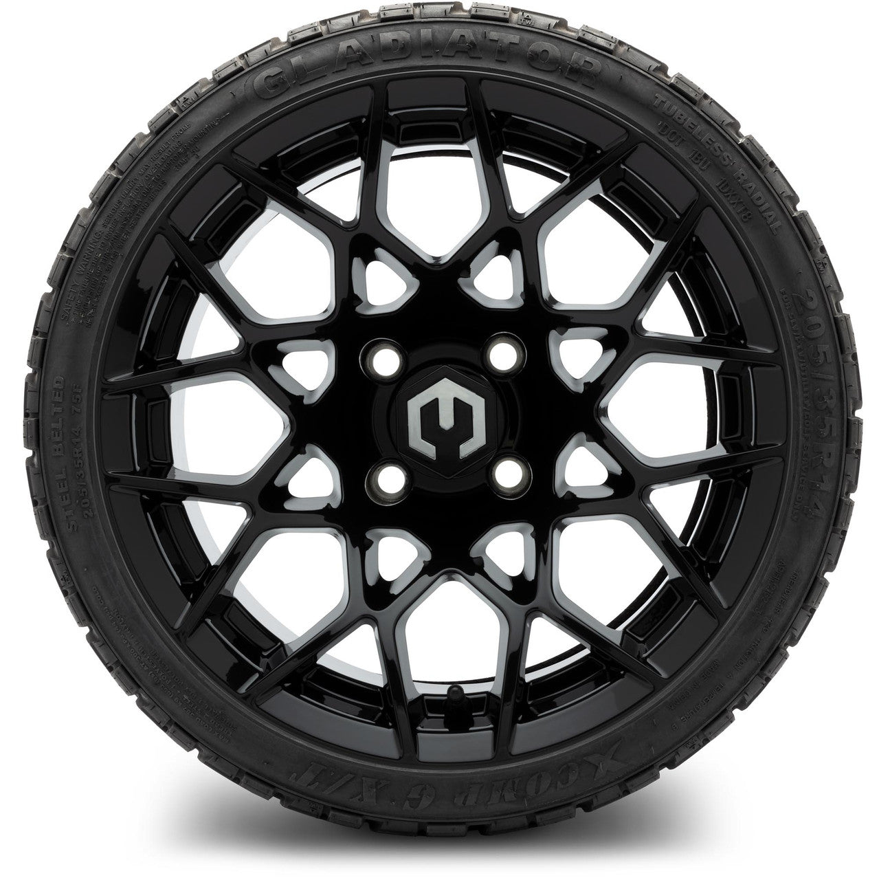 MODZ® 14" Blitz Glossy Black Wheels & Off-Road Tires Combo (Xcomp Gladiator 23-10-14 Radial)