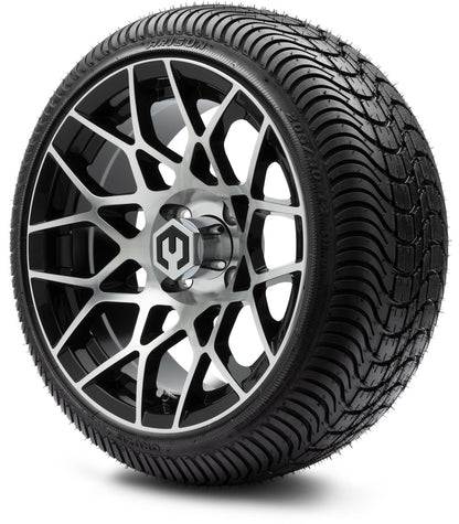 MODZ® 14" Blitz Machined Black Wheels & Street Tires Combo (MODZ Street Fox Radial 23x10-14)