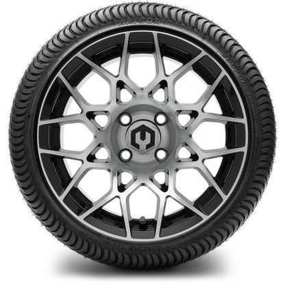 MODZ® 14" Blitz Machined Black Wheels & Street Tires Combo (MODZ Street Fox Radial 205/40-14)