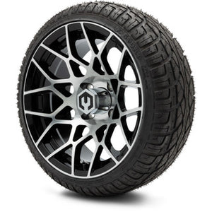 MODZ® 14" Blitz Machined Black Wheels & Street Tires Combo (Arisun X-Sport 205/30-14)