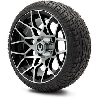 MODZ® 14" Blitz Machined Black Wheels & Street Tires Combo (Arisun X-Sport 205/30-14)