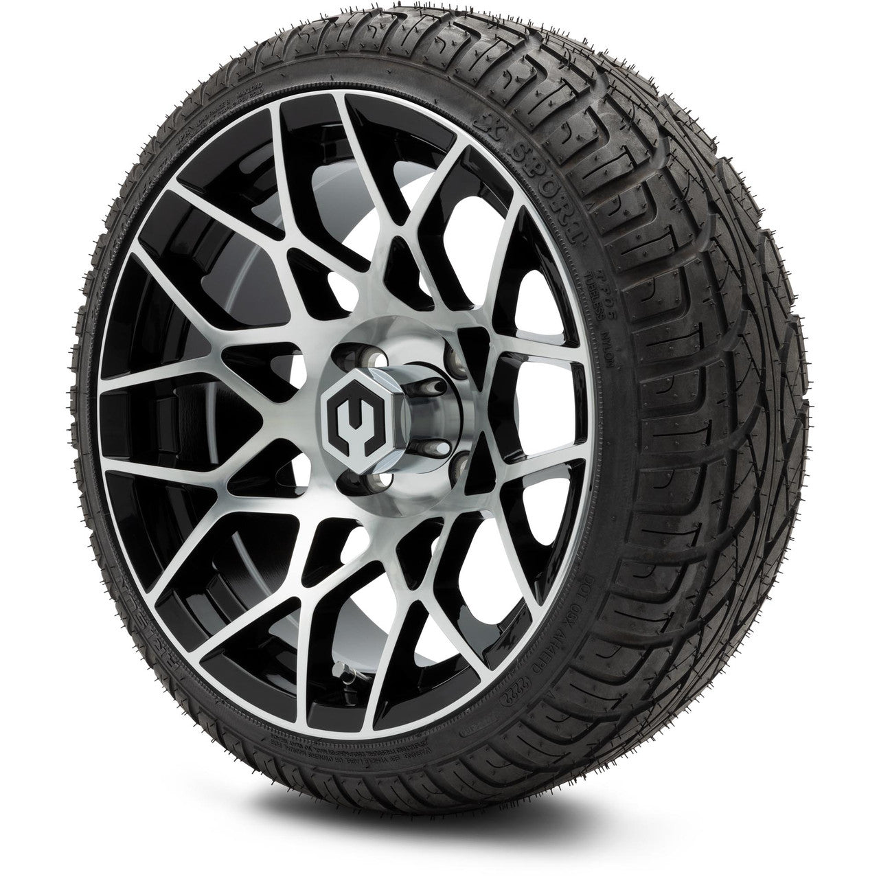 MODZ® 14" Blitz Machined Black Wheels & Street Tires Combo (MODZ Street Fox Radial 23x10-14)