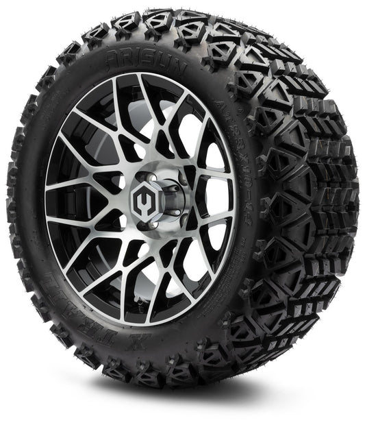 MODZ® 14" Blitz Machined Black Wheels & Off-Road Tires Combo (Arisun X-Trail All-Terrain 23x10-14)
