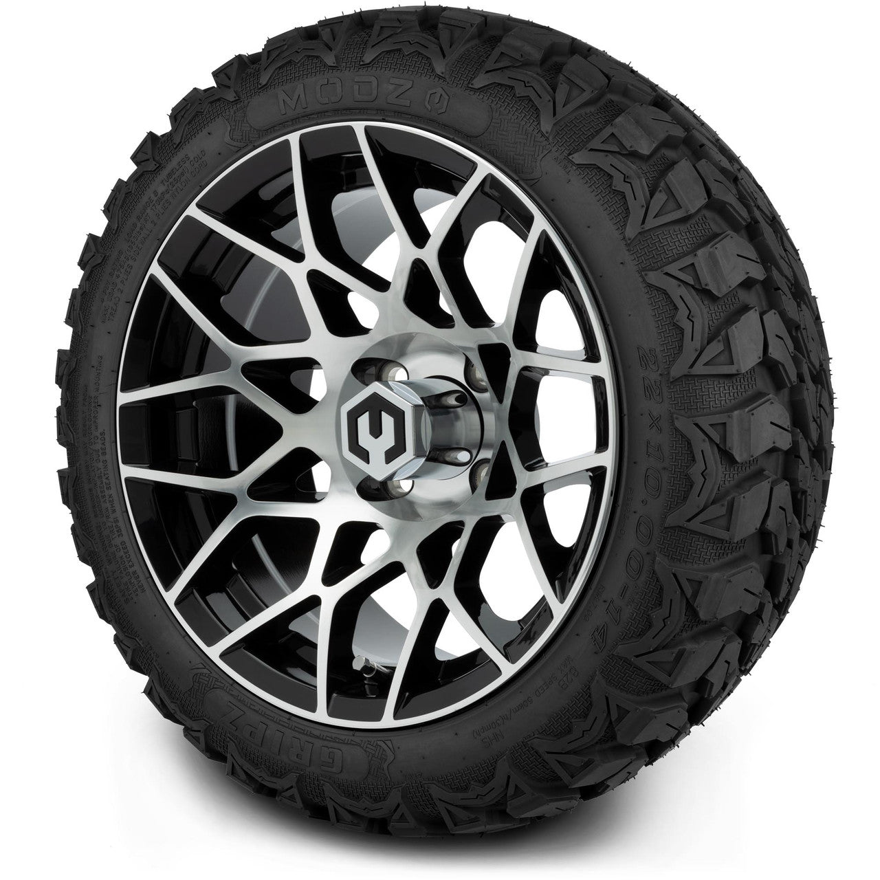 MODZ® 14" Blitz Machined Black Wheels & Off-Road Tires Combo (Arisun X-Trail All-Terrain 23x10-14)