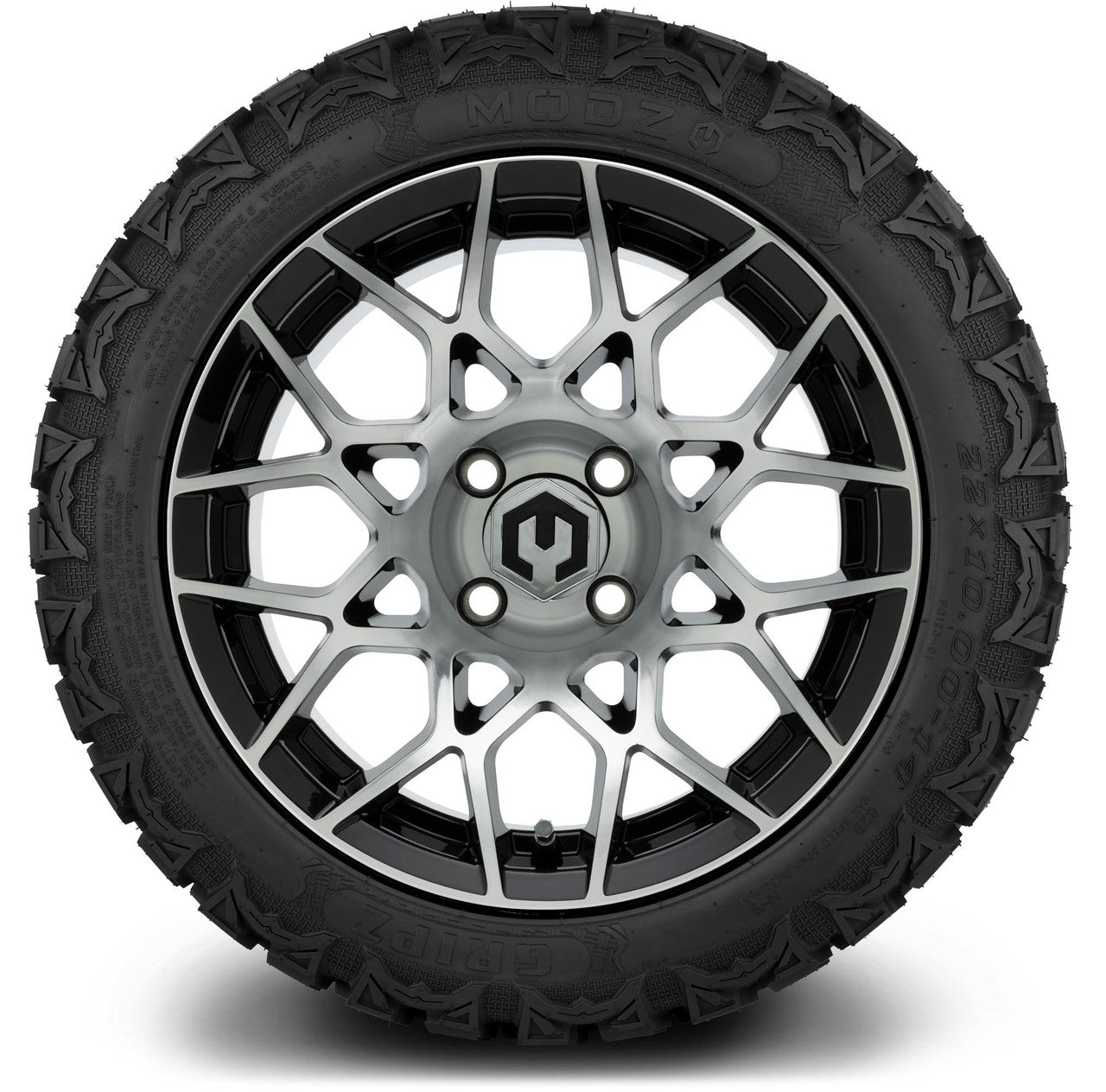 MODZ® 14" Blitz Machined Black Wheels & Off-Road Tires Combo (Arisun X-Armory All-Terrain 23x10-14 Radial)