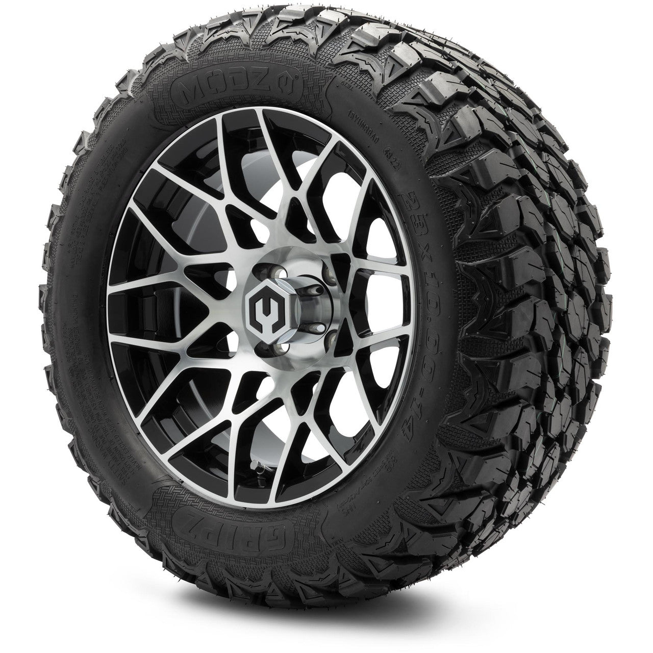 MODZ® 14" Blitz Machined Black Wheels & Off-Road Tires Combo (Xcomp Gladiator 23-10-14 Radial)