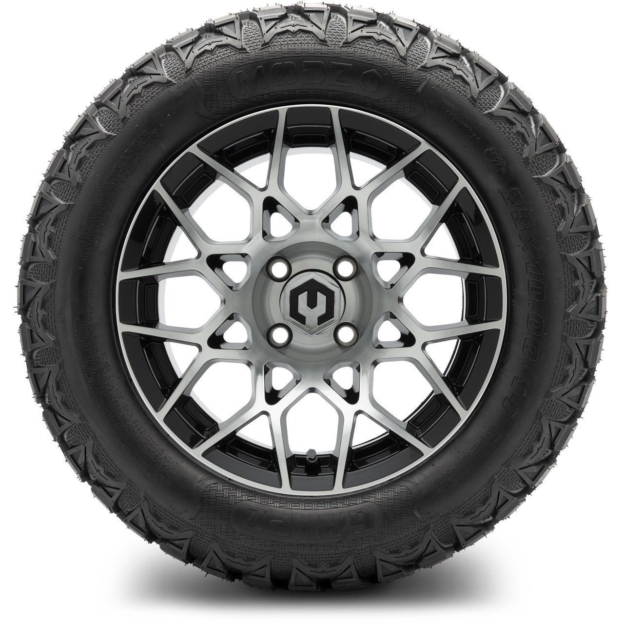 MODZ® 14" Blitz Machined Black Wheels & Off-Road Tires Combo (Arisun X-Armory All-Terrain 23x10-14 Radial)