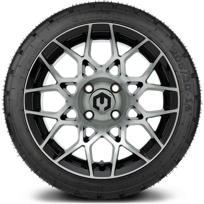 MODZ® 14" Blitz Machined Black Wheels & Street Tires Combo (MODZ Street Fox Radial 23x10-14)
