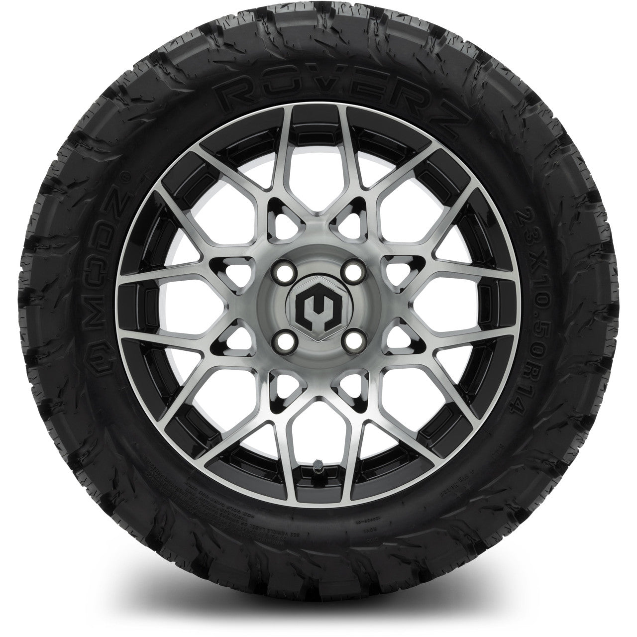 MODZ® 14" Blitz Machined Black Wheels & Off-Road Tires Combo (Arisun X-Trail All-Terrain 23x10-14)