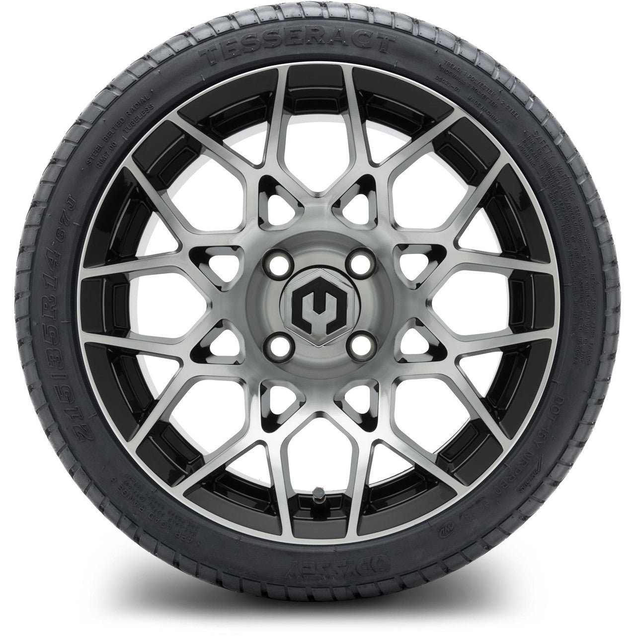 MODZ® 14" Blitz Machined Black Wheels & Street Tires Combo (Arisun Cruze 205/30-14)