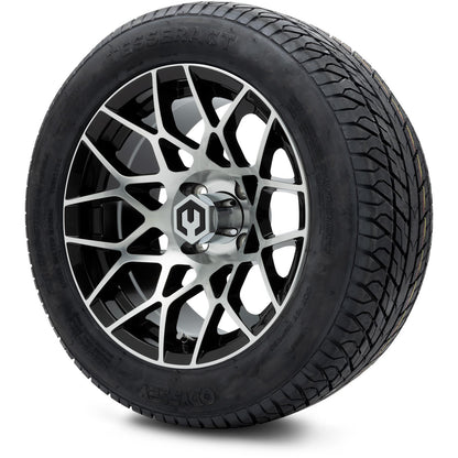 MODZ® 14" Blitz Machined Black Wheels & Street Tires Combo (MODZ Street Fox Radial 205/40-14)