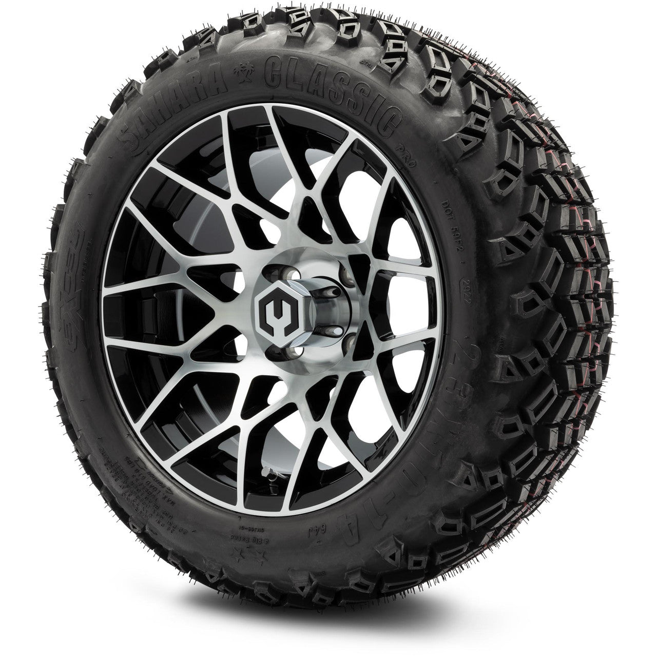 MODZ® 14" Blitz Machined Black Wheels & Off-Road Tires Combo (Arisun X-Trail All-Terrain 23x10-14)