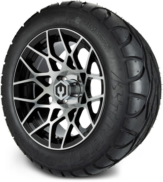 MODZ® 14" Blitz Machined Black Wheels & Street Tires Combo (MODZ Street Fox Radial 23x10-14)