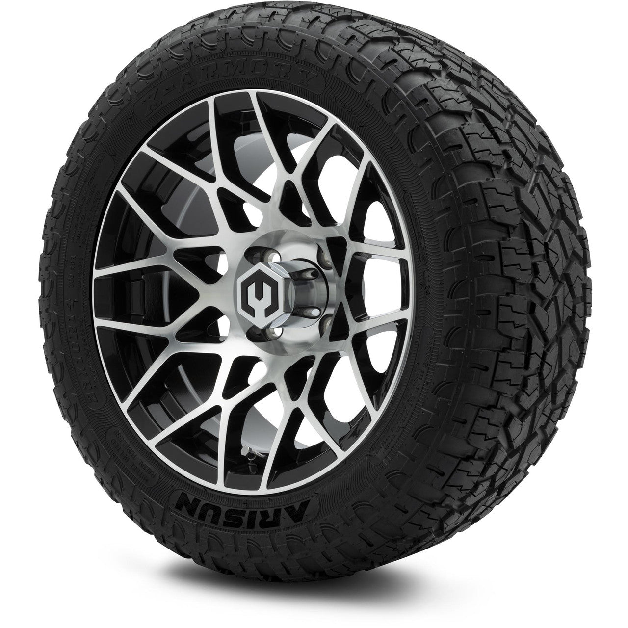 MODZ® 14" Blitz Machined Black Wheels & Off-Road Tires Combo (Arisun X-Trail All-Terrain 23x10-14)