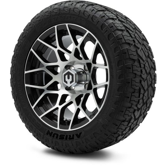 MODZ® 14" Blitz Machined Black Wheels & Off-Road Tires Combo (Arisun X-Armory All-Terrain 23x10-14 Radial)