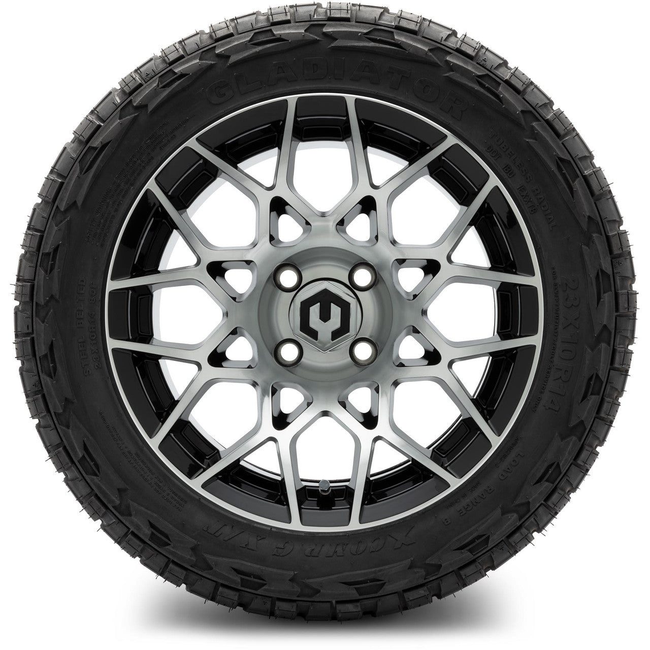 MODZ® 14" Blitz Machined Black Wheels & Off-Road Tires Combo (Xcomp Gladiator 23-10-14 Radial)